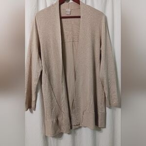 Chico’s  Taupe Heather Open Long Sleeve Cardigan Sweater Size M